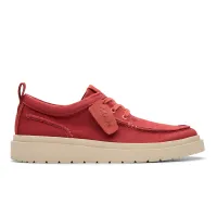 CLARKS Polden Moc Red Canvas