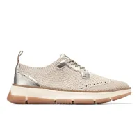 Zerogrand Revel Stitchlite Oxfords Rye And Ivory Knit Gold Metallic Ivory