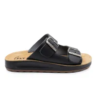 Leather Man Slipper Black