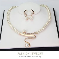 ENSEMBLE DE 2 PIÈCES POUR FEMME, COLLIER ET BOUCLES D'OREILLES EN PERLES ET STRASS