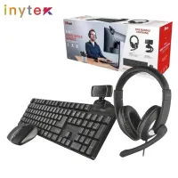 Trust QOBY Kit 4-en-1 avec clavier sans fil souris compacte sans fil webcam HD et Casque filaire
