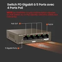 Tenda 5 Ports Gigabit 25W(4 Ports PoE Out et 1 Port PoE in)