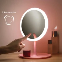 Miroir de maquillage lumière 3 mode tactile rotatif rechargeable avec batterie
