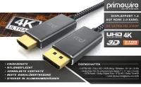 Câble Display Port 4K  1.4 vers HDMI 2.0 4K ► UHD 3840 x 2160 @ 60 Hz ► 2 Mètre 