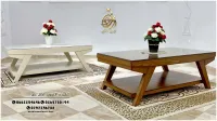 Table basse en bois hêtre couleur marron et beige