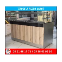TABLE PIZZA REFRIGEREE 02 PORTES AVEC BACS + VITRE 1M60