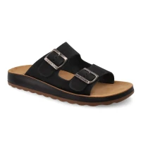 Fly Flot - Leather Man Slipper Black thumbnail 3