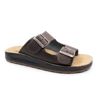 Fly Flot - Leather Man Slipper Dark-Brown thumbnail 3