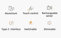 Rechargeable Table Lampe LED tactile en métal simple et sans fil thumbnail 4