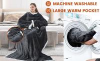 Couverture portable Maxesla avec manches et poches, en flanelle microfibre b08lmfcphw thumbnail 4