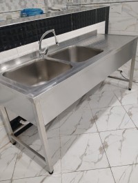 Plonge en inox alimentaire deux bacs