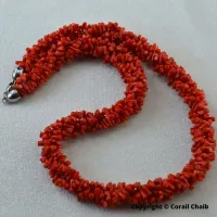 Torsade Corail en Copolino Oursin 3 rangs