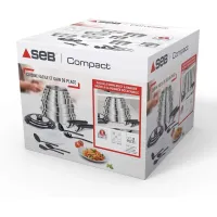 Seb Compact Inox Batterie de cuisine 20 pièces, Induction, Poêles, Casseroles, Sauteuse... L953SK04