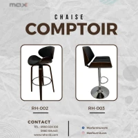 CHAISE COMPTOIR - TABOURET BAR - SIMILI CUIR ET BOIS - RH-002 & RH-003