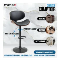 CHAISE COMPTOIR - TABOURET BAR - SIMILI CUIR ET HÊTRE 