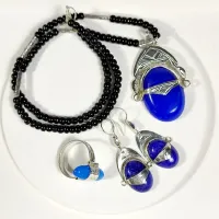 PARURE TOUAREG ARGENT ET PIERRE SEMI PRECISEUSE