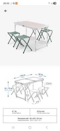 Table de camping plainte -4 tabourets à 6 personnes 