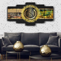 decoration-amenagement-لوحة-زخرفية-عصرية-من-الزجاج-إسلامية-cadre-decoratif-moderne-en-verre-5-pies-tableau-islamic-oran-algerie