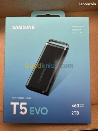 SAMSUNG T5 EVO PORTABLE 2TO - DISQUE DURE SSD EXTERNE - VITESSE 460 MO/S - USB 3.2 GEN1 - MACOS & PC