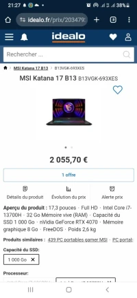 MSI KATANA I7 13700H/ RTX 4070 / 32GB / 1T SSD