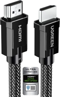 UGREEN Câble HDMI Certified 6.6FT 2.1 (8K 60Hz) Dolby Vision Ultra High Speed Cord 4K 120Hz 48Gbps