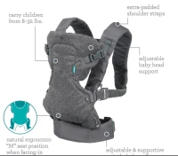 Infantino Porte-Bébé Ergonomique 4 en 1  Flip Ergo , 4 positions de portage