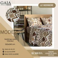 Parure cache couette et Taies d'oreillers 100% coton - LE BERBERE 2 places