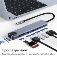 station d'accueil 8 en 1 Type:C, 4K HdTV, Tf Rj45, Charge Rapide PD pour Ordi Portable,Macbook