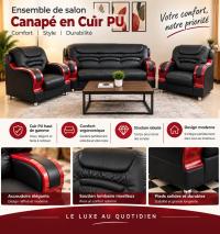 sofas-armchairs-ensemble-salon-3-pieces-semi-cuir-noir-et-rouge-mekla-tizi-ouzou-algeria
