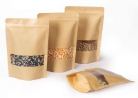 sac doypack en kraft papier avec fenêtre et fermeture zip أكياس كرافت دوي باك بنافذة 