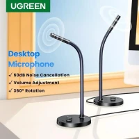 UGREEN Microphone à Pied omnidirectionnel USB avec réduction de bruit, Streaming, Podcasting, Gaming