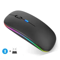 Souris sans fil Rechargeable silencieuse rétro-éclairée  LED souris 2.4Ghz récepteur Bluetooth