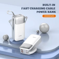 LDNIO 30000mAh Power Bank built-in dual cable 22.5w Fast charging PQ30 