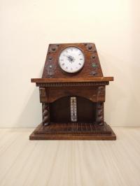 antiquites-collections-vintage-thermometre-et-horloge-bois-en-forme-cheminee-staoueli-alger-algerie