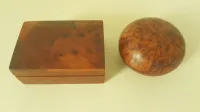 2 anciennes petites boites, coffrets en loupe de thuya  