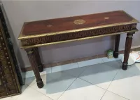 Grande console indienne double face en bois noble de Sheesham (bois de rose) et cuivre LIQUIDATION