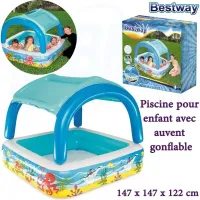 Piscine pour enfant avec auvent gonflable 140 x140x114cm _Bestway