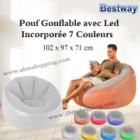 Pouf Gonflable avec Led Incorporée 7 Couleurs 102x97x71cm  Bestway