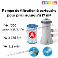 Pompe de filtration à cartouche [A] pour piscine 3.8m3/h | Intex