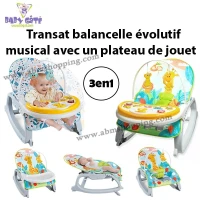 Transat balancelle évolutif musical avec un plateau de jouet 3en1 | Baby Gaté