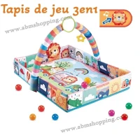 Tapis de Jeu 3en1 avec Aire de Jeux Cartoon, Gym, et Piscine à Balles