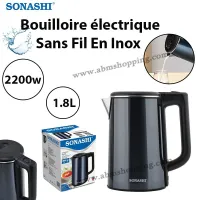 GRANTIE produit 2 ans Bouilloire électrique Sans Fil En Inox 2200W 1.8L | SONASHI