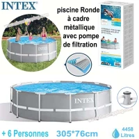 Piscine Prism Frame ronde 305*76 cm à cadre métallique avec pompe de filtration Intex