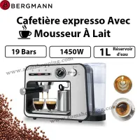 Cafetière expresso Avec Mousseur À Lait 1L 1450W 19 Bars | Bergmann