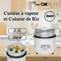 Cuiseur à vapeur et Cuiseur de Riz , 2en1, 2.5L , 700W | Clatronic
