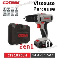 Visseuse Perceuse 2en1 à double batterie Lithium-ion 14.4V - Crown