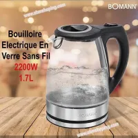 Bouilloire Electrique En Verre Sans Fil  1,7 L 2200 W  Bomann