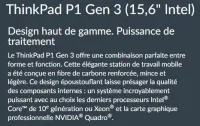 LENOVO THINKPAD P1 GEN 3 I7 10875H 64GO 3TB SSD NVME QUADRO T1000 ECRAN 15.6 4K UHD + 16 GO SD 