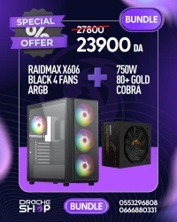 Combo Case Raidmax X606 Black + Alimentation Raidmax Cobra 750w 80+ Gold