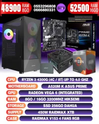 Config Ryzen3 4300G RAM 8/16GB SSD 256GB